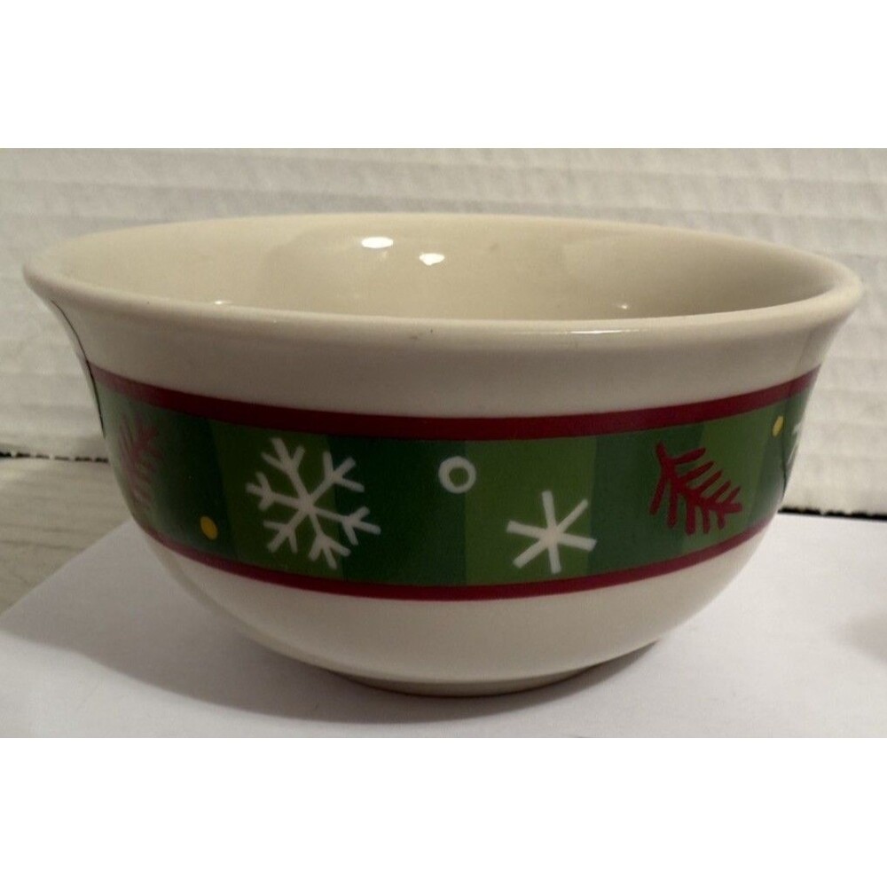 Longaberger Pottery Christmas Winter Snowflakes Holiday Dip Bowl 4” Candy Dish